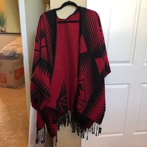 One size fits all red and black cape
